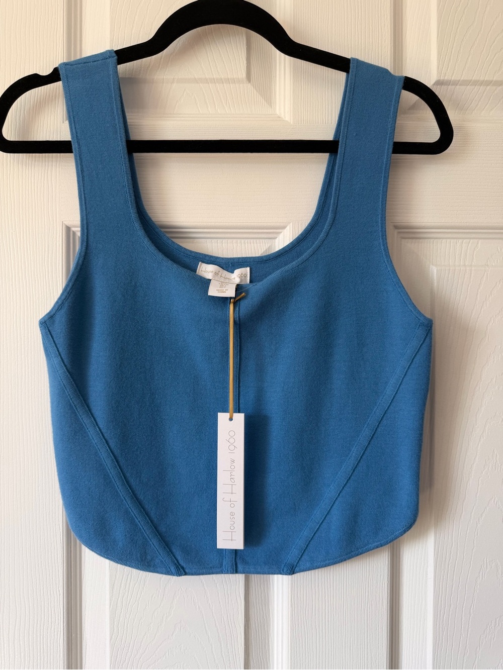 NWT House of Harlow 1960-Blue Scoop Neck Crop Top